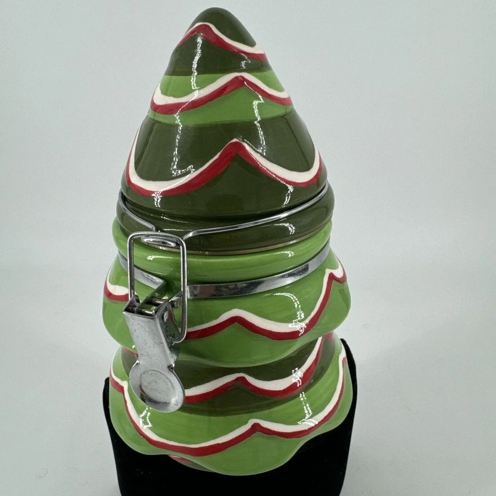 Canister Ceramic Christmas Tree Holiday Green Snacks Treat Jar‎ 7